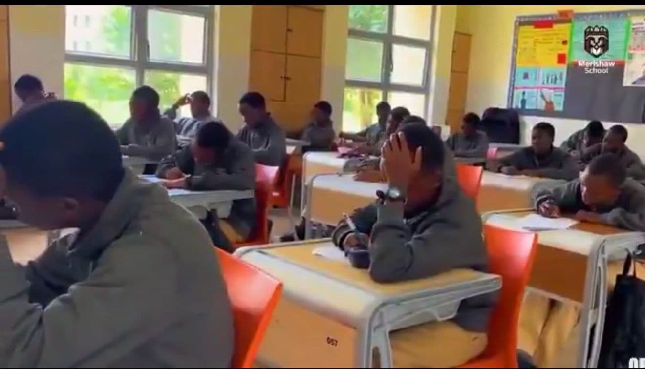 Merishaw School students completing an assessment in a classroom