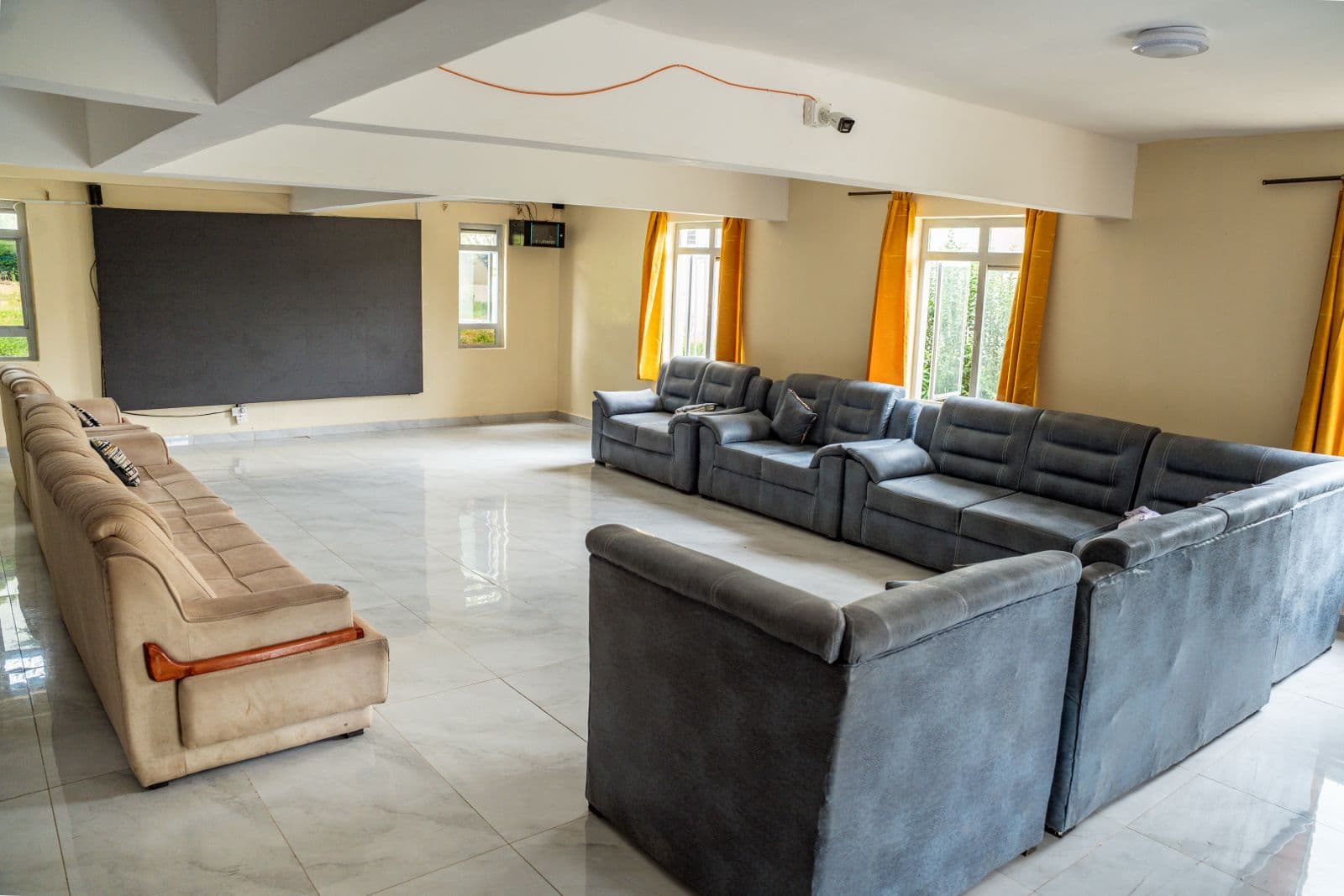 Merishaw School hostel common room with lounge seating