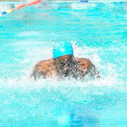 Merishaw School swimmer practising breaststroke