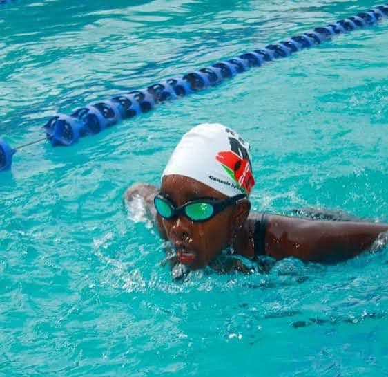 Merishaw School swimmer training in a pool lane